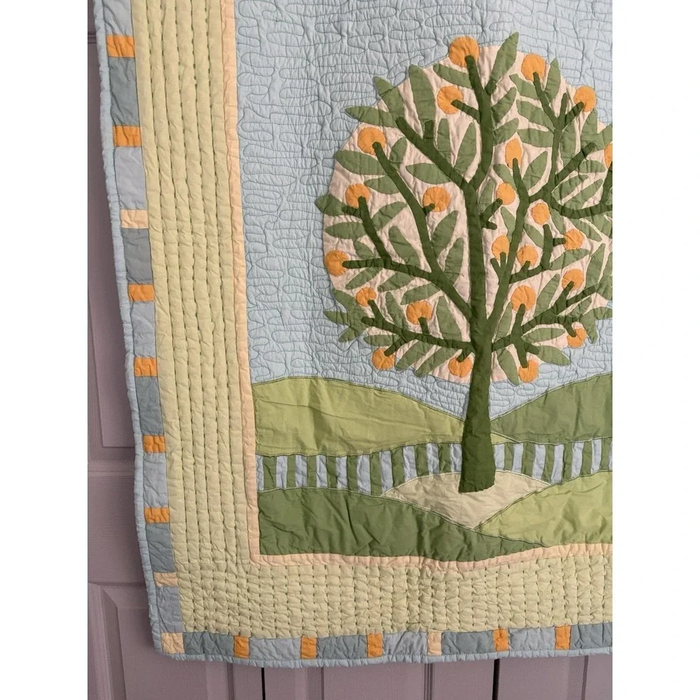 Crate and Barrel The Land of Nod Orange Tree Crib Toddler‎ Bed Quilt Patchwork